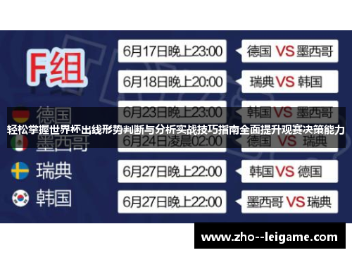 轻松掌握世界杯出线形势判断与分析实战技巧指南全面提升观赛决策能力