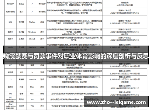 魏震禁赛与罚款事件对职业体育影响的深度剖析与反思 魏震禁赛与罚款事件对职业体育影响的深度剖析与反思